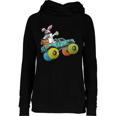 Dabbing Bunny Happy Easter Monster Truck Lovers Womens Funnel Neck Pullover Hood