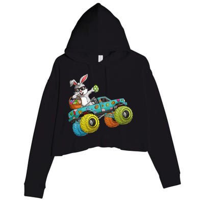 Dabbing Bunny Happy Easter Monster Truck Lovers Crop Fleece Hoodie