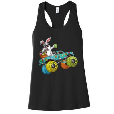 Dabbing Bunny Happy Easter Monster Truck Lovers Women's Racerback Tank