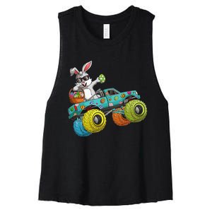 Dabbing Bunny Happy Easter Monster Truck Lovers Women's Racerback Cropped Tank