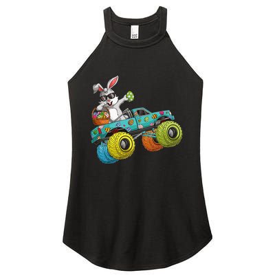 Dabbing Bunny Happy Easter Monster Truck Lovers Women's Perfect Tri Rocker Tank