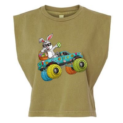 Dabbing Bunny Happy Easter Monster Truck Lovers Garment-Dyed Women's Muscle Tee