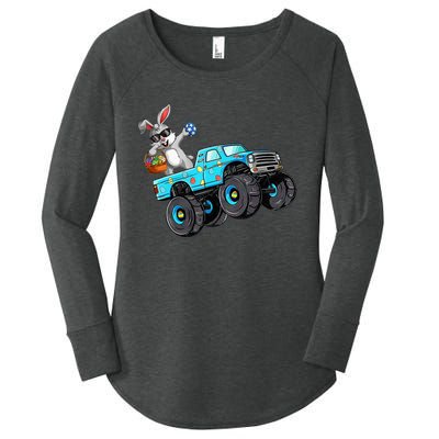 Dabbing Bunny Happy Easter Monster Truck Lovers Women's Perfect Tri Tunic Long Sleeve Shirt