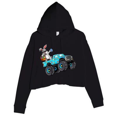 Dabbing Bunny Happy Easter Monster Truck Lovers Crop Fleece Hoodie