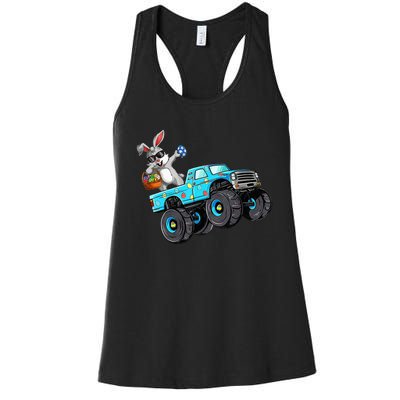 Dabbing Bunny Happy Easter Monster Truck Lovers Women's Racerback Tank