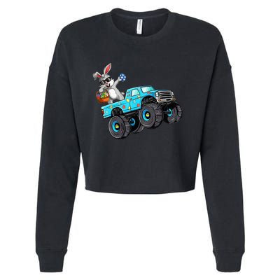 Dabbing Bunny Happy Easter Monster Truck Lovers Cropped Pullover Crew