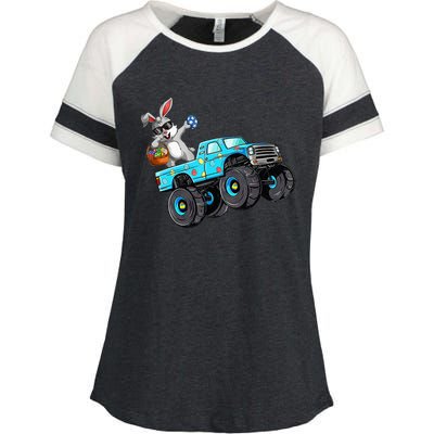 Dabbing Bunny Happy Easter Monster Truck Lovers Enza Ladies Jersey Colorblock Tee