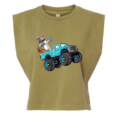 Dabbing Bunny Happy Easter Monster Truck Lovers Garment-Dyed Women's Muscle Tee