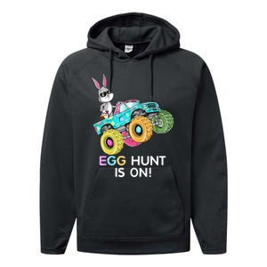 Dabbing Bunny Happy Easter Monster Truck Lovers Performance Fleece Hoodie