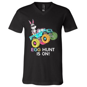 Dabbing Bunny Happy Easter Monster Truck Lovers V-Neck T-Shirt