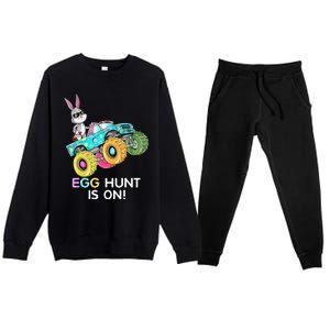 Dabbing Bunny Happy Easter Monster Truck Lovers Premium Crewneck Sweatsuit Set