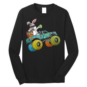 Dabbing Bunny Happy Easter Monster Truck Lovers Long Sleeve Shirt