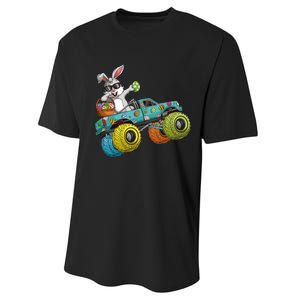 Dabbing Bunny Happy Easter Monster Truck Lovers Performance Sprint T-Shirt