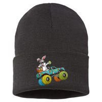 Dabbing Bunny Happy Easter Monster Truck Lovers Sustainable Knit Beanie