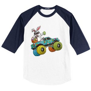 Dabbing Bunny Happy Easter Monster Truck Lovers Baseball Sleeve Shirt