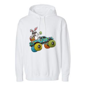 Dabbing Bunny Happy Easter Monster Truck Lovers Garment-Dyed Fleece Hoodie