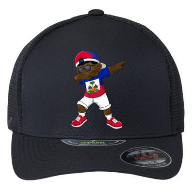 Dabbing Boy Haitian Haiti Flag Kid Dab Dance Flexfit Unipanel Trucker Cap