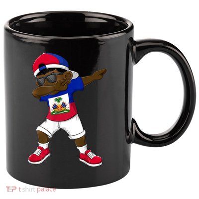 Dabbing Boy Haitian Haiti Flag Kid Dab Dance 11oz C Handle Ceramic Mug