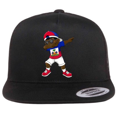 Dabbing Boy Haitian Haiti Flag Kid Dab Dance Flatbill Hat