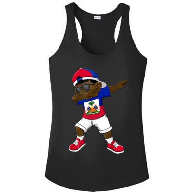 Dabbing Boy Haitian Haiti Flag Kid Dab Dance Ladies PosiCharge Competitor Racerback Tank
