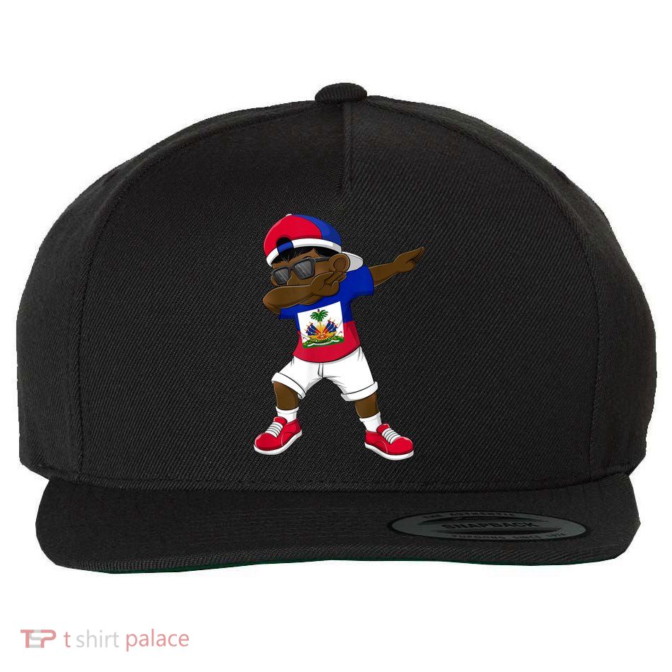 Dabbing Boy Haitian Haiti Flag Kid Dab Dance Wool Snapback Cap