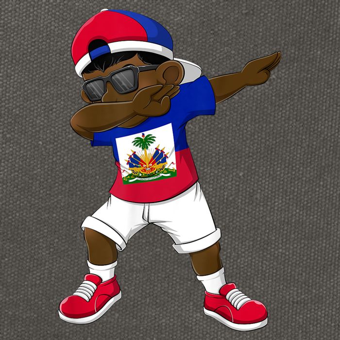 Dabbing Boy Haitian Haiti Flag Kid Dab Dance Cotton Canvas Backpack
