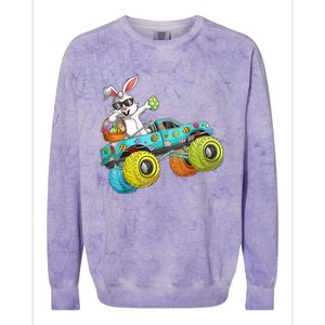 Dabbing Bunny Happy Easter Monster Truck Lovers Gift Colorblast Crewneck Sweatshirt