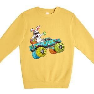 Dabbing Bunny Happy Easter Monster Truck Lovers Gift Premium Crewneck Sweatshirt