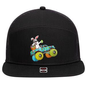 Dabbing Bunny Happy Easter Monster Truck Lovers Gift 7 Panel Mesh Trucker Snapback Hat