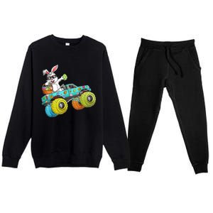 Dabbing Bunny Happy Easter Monster Truck Lovers Gift Premium Crewneck Sweatsuit Set