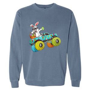 Dabbing Bunny Happy Easter Monster Truck Lovers Gift Garment-Dyed Sweatshirt