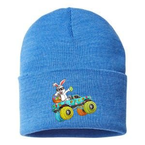 Dabbing Bunny Happy Easter Monster Truck Lovers Gift Sustainable Knit Beanie