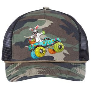 Dabbing Bunny Happy Easter Monster Truck Lovers Gift Retro Rope Trucker Hat Cap