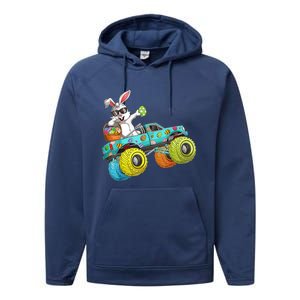 Dabbing Bunny Happy Easter Monster Truck Lovers Gift Performance Fleece Hoodie