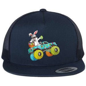 Dabbing Bunny Happy Easter Monster Truck Lovers Gift Flat Bill Trucker Hat