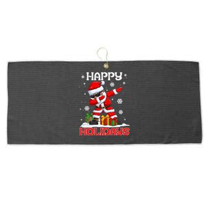 Dabbing Black Happy Holidays African American Santa Claus Gift Large Microfiber Waffle Golf Towel