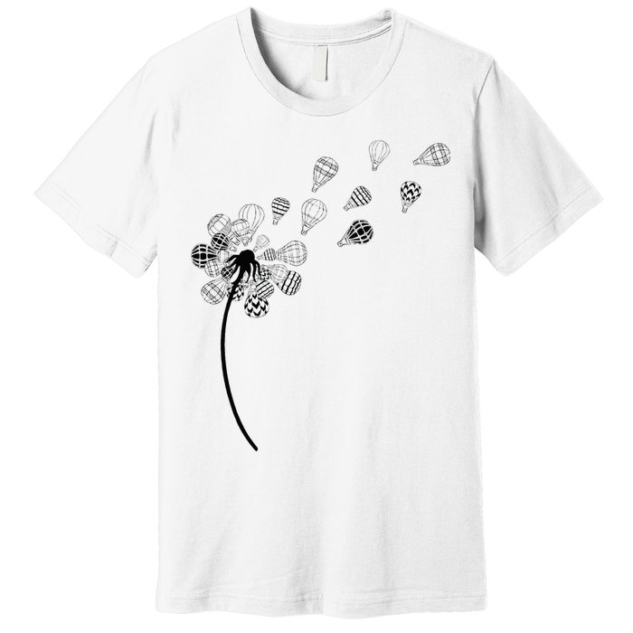 Dandelion Ballooning Hot Air Balloon Pilot Balloonist Premium T-Shirt