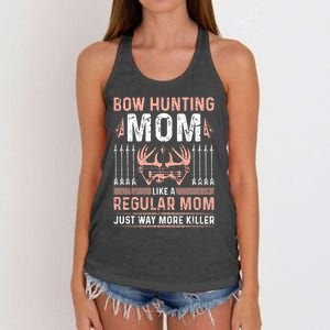 Deer Bow Hunting Mom Archery Mothers Day Funny Gift Women's Knotted Racerback Tank