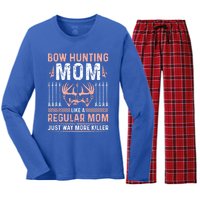 Deer Bow Hunting Mom Archery Mothers Day Funny Gift Women's Long Sleeve Flannel Pajama Set 