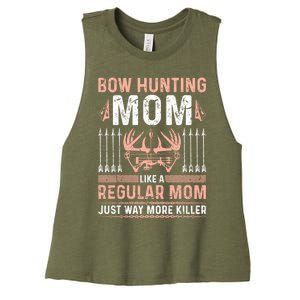 Deer Bow Hunting Mom Archery Mothers Day Funny Gift Women's Racerback Cropped Tank