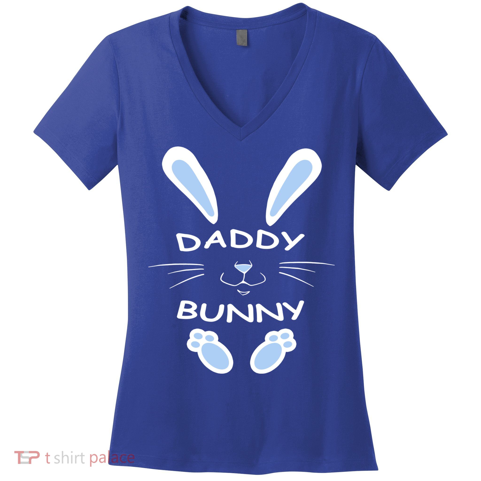 Daddy Bunny Happy Easter Day Funny Easter Rabbit Father Dad Gift Women's V-Neck T-Shirt
