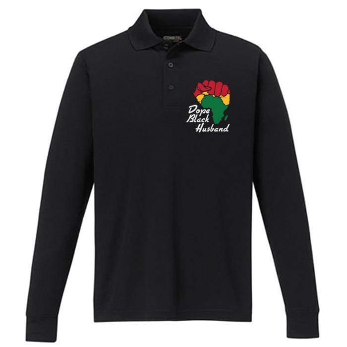 Dope Black Husband Black History Month Performance Long Sleeve Polo