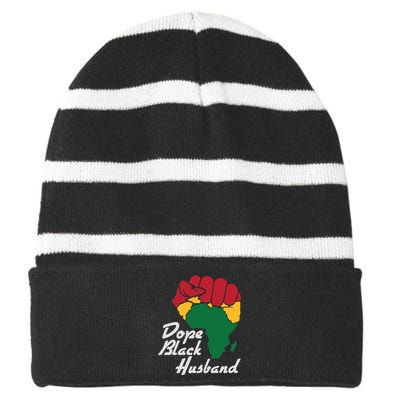 Dope Black Husband Black History Month Striped Beanie with Solid Band