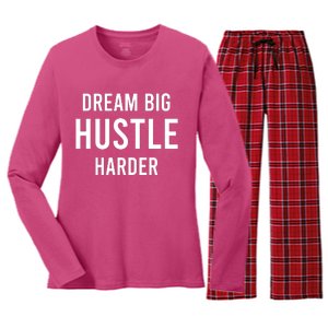 Dream Big  Hustle Harder Women's Long Sleeve Flannel Pajama Set 