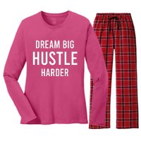 Dream Big  Hustle Harder Women's Long Sleeve Flannel Pajama Set 