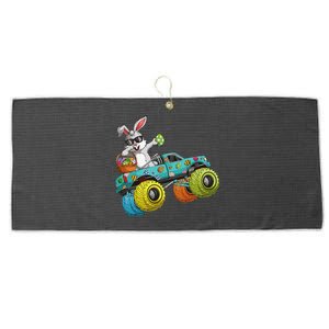 Dabbing Bunny Happy Easter Monster Truck Lovers Large Microfiber Waffle Golf Towel