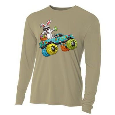 Dabbing Bunny Happy Easter Monster Truck Lovers Cooling Performance Long Sleeve Crew