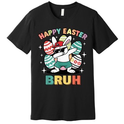 Dab Bunny Happy Easter Bruh Meme Premium T-Shirt