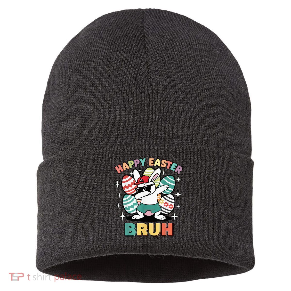 Dab Bunny Happy Easter Bruh Meme Sustainable Knit Beanie