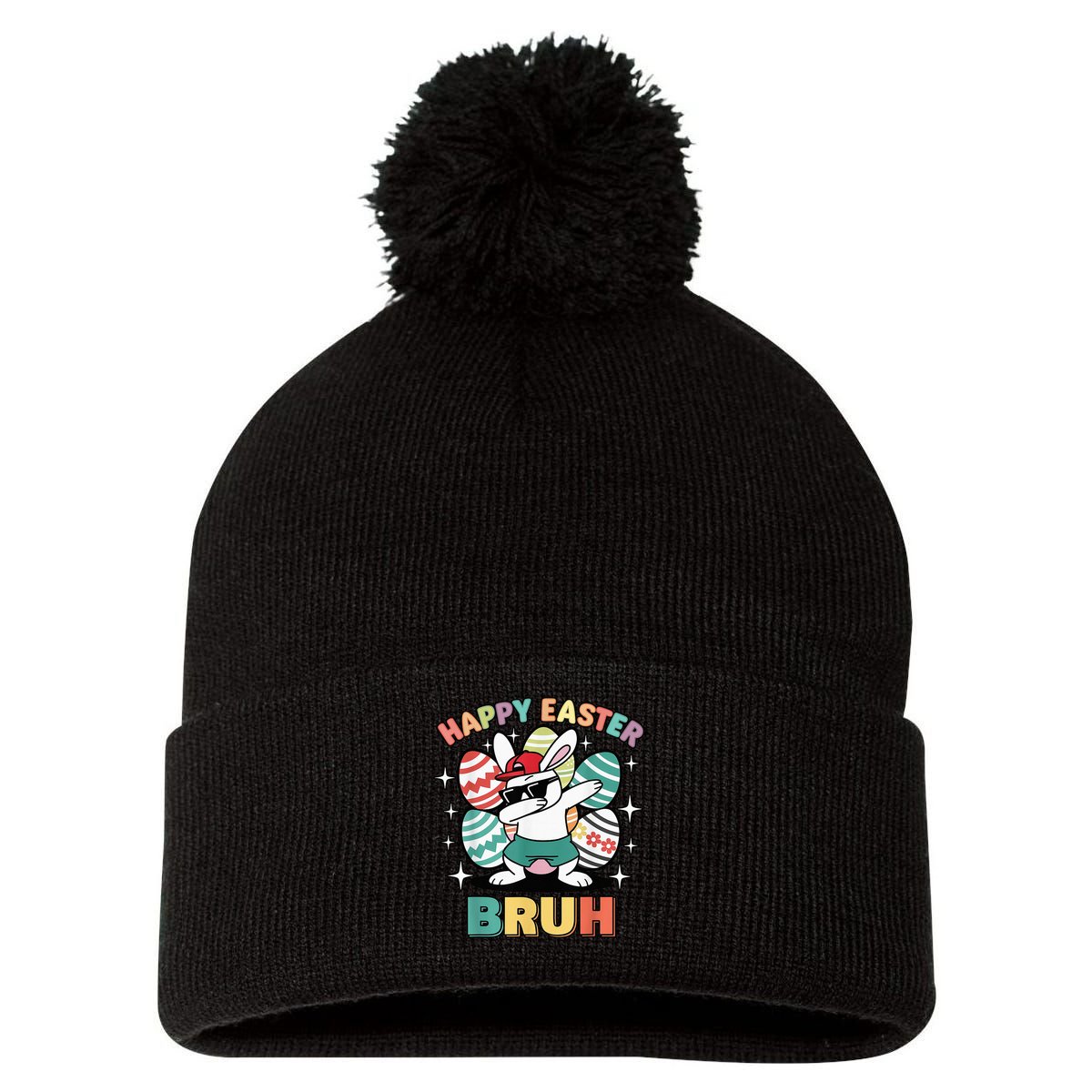 Dab Bunny Happy Easter Bruh Meme Pom Pom 12in Knit Beanie